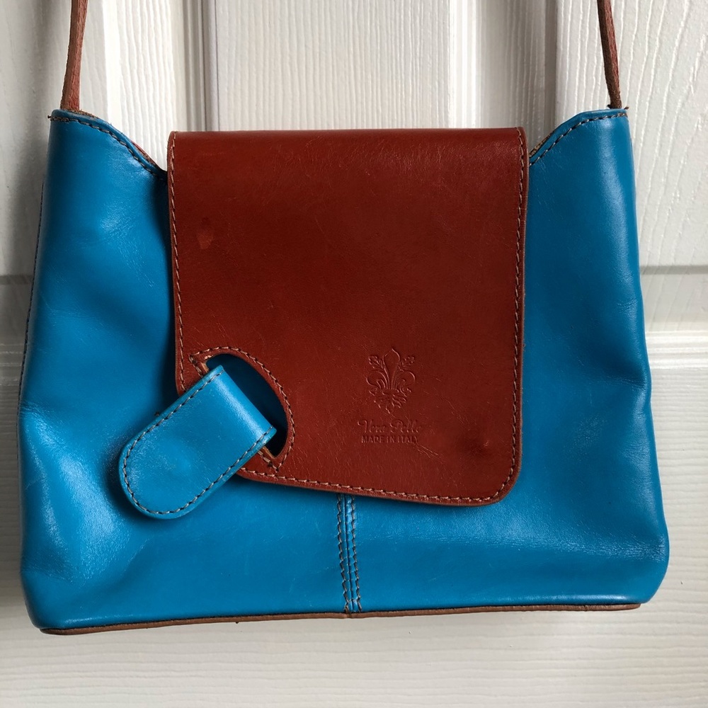 Blue leather crossbody!